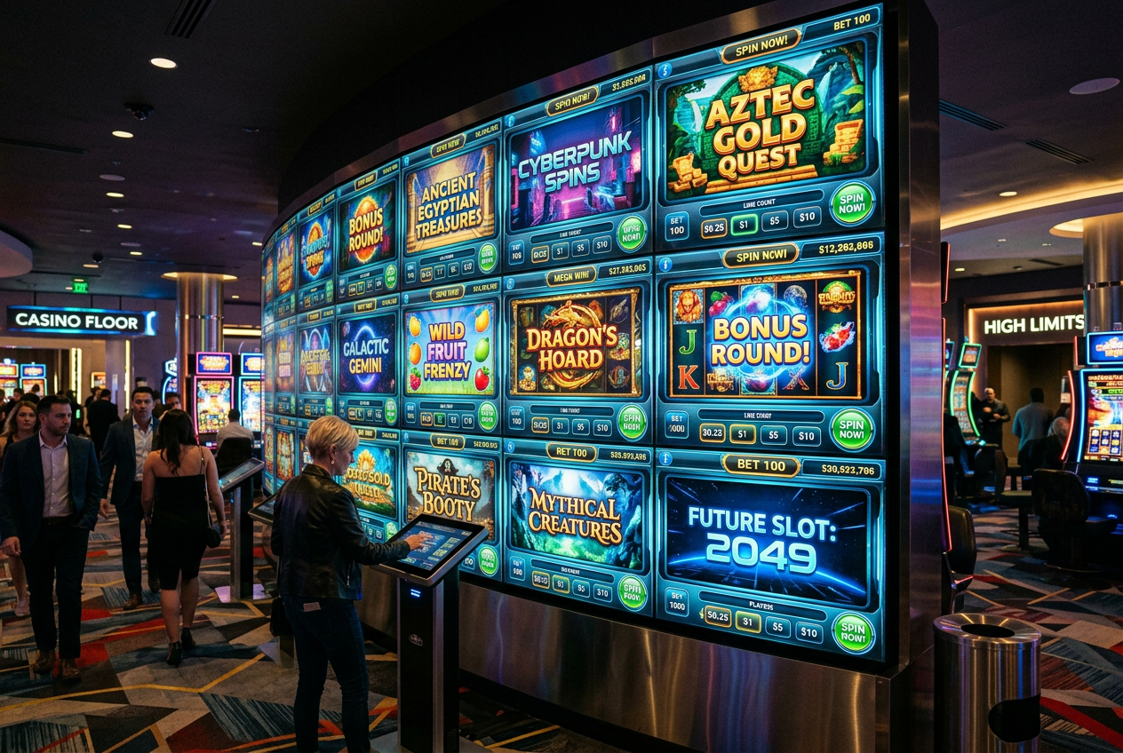 Modern online casino game library with advanced slot machines and digital interface